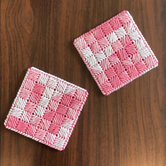 Other - Pink/white square coasters